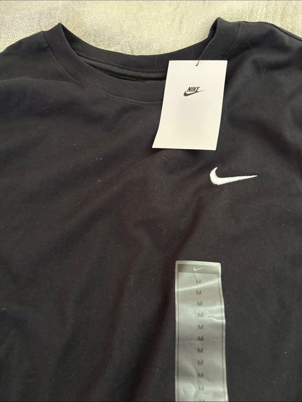 Nike Black Short-Sleeve Crew T-Shirt with White Swoosh